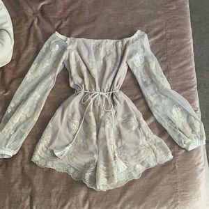 L’atiste by Amy off shoulder nude sequin romper